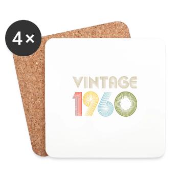 Vintage 62nd Birthday Gift Né en 1960 - Dessous de verre (lot de 4) - blanc - Devant