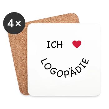 Ich liebe Logopädie - Untersetzer (4er-Set) - Weiß - Vorne