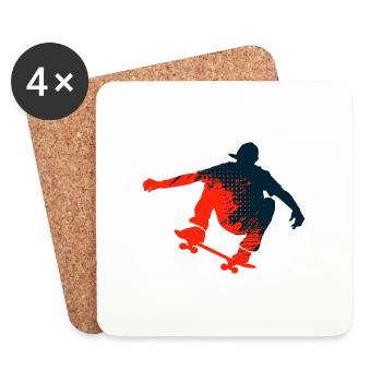 Skateboard - Untersetzer (4er-Set) - Weiß - Vorne