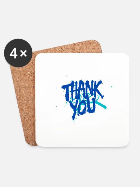 Thank you! Graffiti - Untersetzer (4er-Set) - Weiß