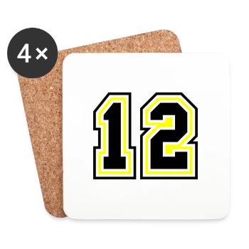 12 symbole de nombre - Dessous de verre (lot de 4) - blanc - Devant