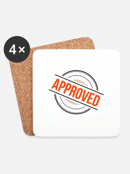 Approved Stempel – 2 Farben - Untersetzer (4er-Set) - Weiß