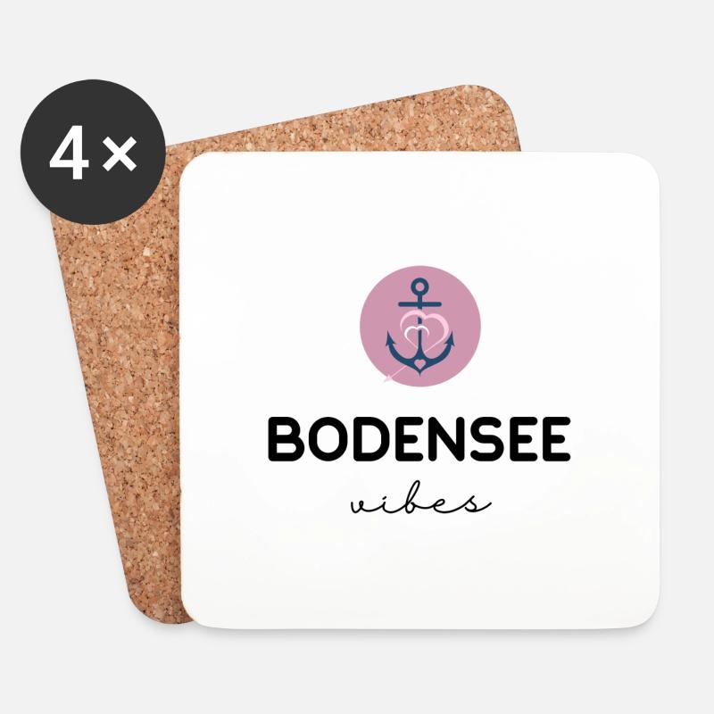 Bodensee Vibes Rose - Untersetzer (4er-Set) - Weiß