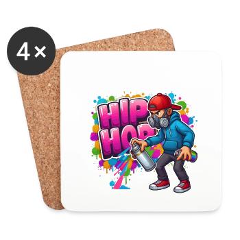 Hip Hop Graffiti - Dessous de verre (lot de 4) - blanc - Devant