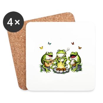 Cottagecore Frogs Camping - Untersetzer (4er-Set) - Weiß - Vorne