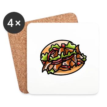 Döner Kebab Dürüm Yufka Dönerfleisch Pain plat - Dessous de verre (lot de 4) - blanc - Devant