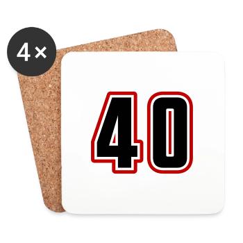 40 nombre symbole - Dessous de verre (lot de 4) - blanc - Devant