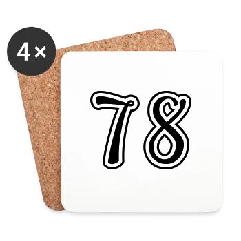 78 Numéro de numéro - Dessous de verre (lot de 4) - blanc - Devant