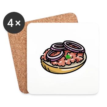 minced pork meat bun onions German street food - Coasters (set of 4) - white - Front