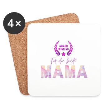 Award Winning für die beste MAMA - Untersetzer (4er-Set) - Weiß - Vorne