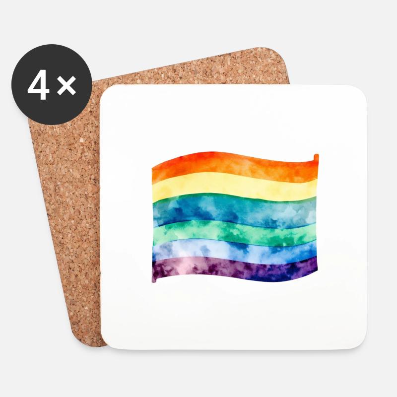 LGBT-Flagge - Untersetzer (4er-Set) - Weiß