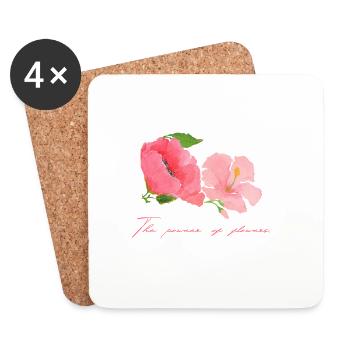 Sweet Blossom Motif Pink Red Mother's Day Flower Power - Coasters (set of 4) - white - Front
