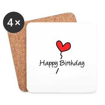 HAPPY BIRTHDAY. JOYEUX ANNIVERSAIRE. ANNIVERSAIRE. - Untersetzer (4er-Set) - Weiß - Vorne