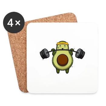 Lustige Avocado Gewichtheben Fitness-Studio - Untersetzer (4er-Set) - Weiß - Vorne