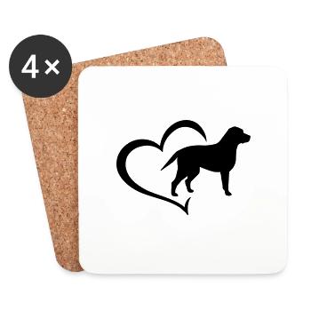 Labrador Hund Liebe Herz Hundebesitzer Geschenk - Untersetzer (4er-Set) - Weiß - Vorne