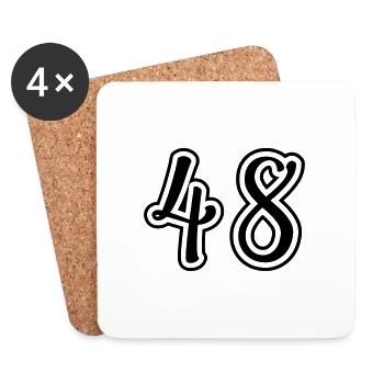 48 Numéro de numéro - Dessous de verre (lot de 4) - blanc - Devant