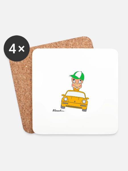Würmeli aus dem Auto - Untersetzer (4er-Set) - Weiß