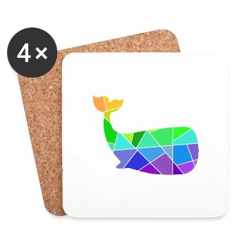 Whale Colorful Geometric Figures - Coasters (set of 4) - white - Front