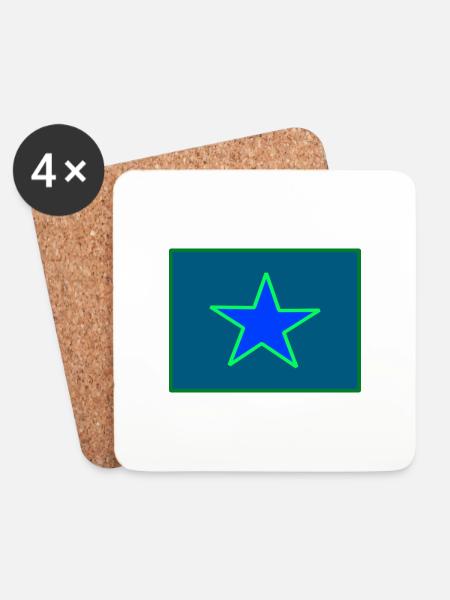 Star Green Blue - Coasters (set of 4) - white