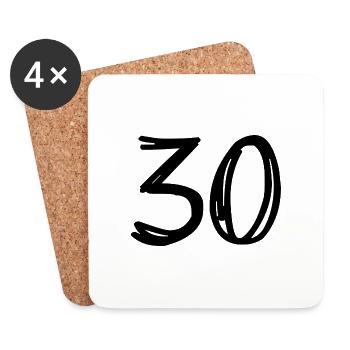 30 ANS. 30e ANNIVERSAIRE. ANNIVERSAIRE 30 ANS. 30 - Dessous de verre (lot de 4) - blanc - Devant