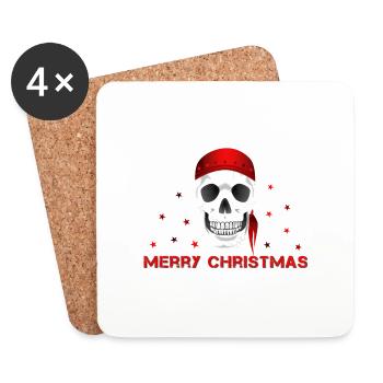 Merry Christmas skull - Untersetzer (4er-Set) - Weiß - Vorne