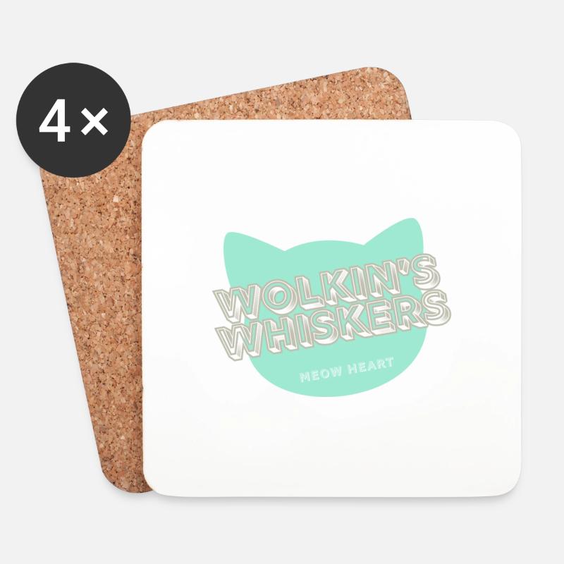 Wolkin's Whiskers - Ein Katzenlogo - Untersetzer (4er-Set) - Weiß