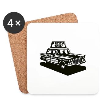Vintage Pizza Taxi - Lieferservice Design - Untersetzer (4er-Set) - Weiß - Vorne