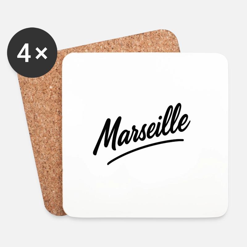 Marseille Script Swing - Coasters (set of 4) - white