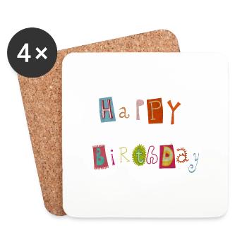 Happy Birthday - Coasters (set of 4) - white - Front