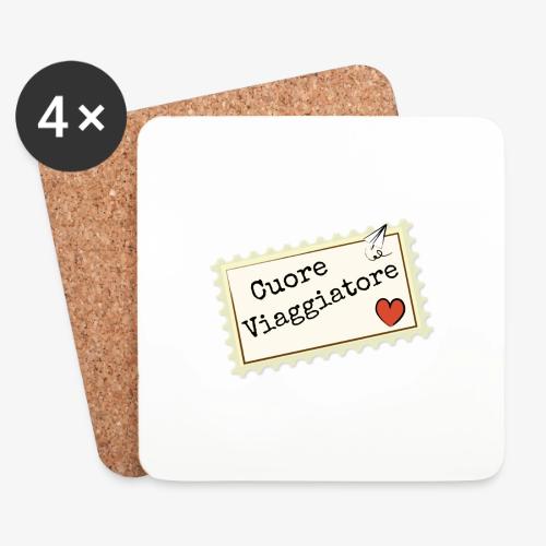 CUORE VIAGGIATORE Scritta con aeroplanino e cuore - Sottobicchieri (set da 4 pezzi)