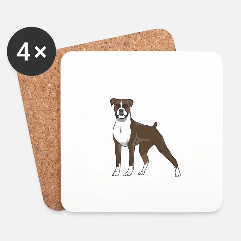 Boxer - Untersetzer (4er-Set) - Weiß
