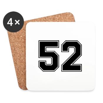 52 Zahl Trikot - Untersetzer (4er-Set) - Weiß - Vorne