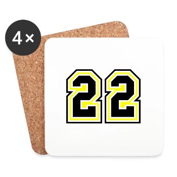 22 symbole de nombre - Dessous de verre (lot de 4) - blanc - Devant