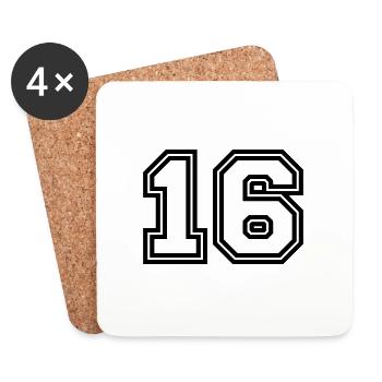 16 Zahl symbol - Untersetzer (4er-Set) - Weiß - Vorne