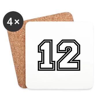 Symbole de 12 chiffres - Dessous de verre (lot de 4) - blanc - Devant