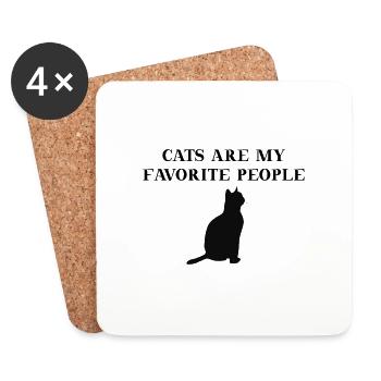 Les chats sont mes personnes préférées idée cadeau chat mignon - Dessous de verre (lot de 4) - blanc - Devant