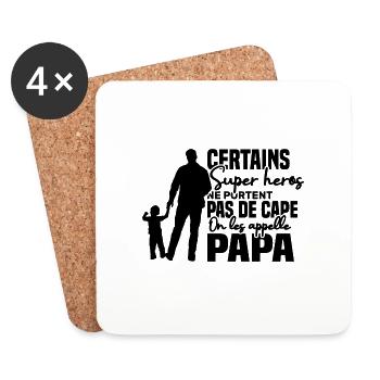 Certains super héros on les appelle papa - Dessous de verre (lot de 4) - blanc - Devant