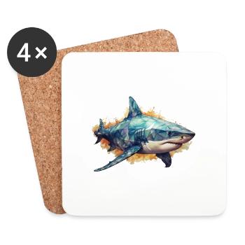 Shark Geometrical drawing 2 No background - Dessous de verre (lot de 4) - blanc - Devant