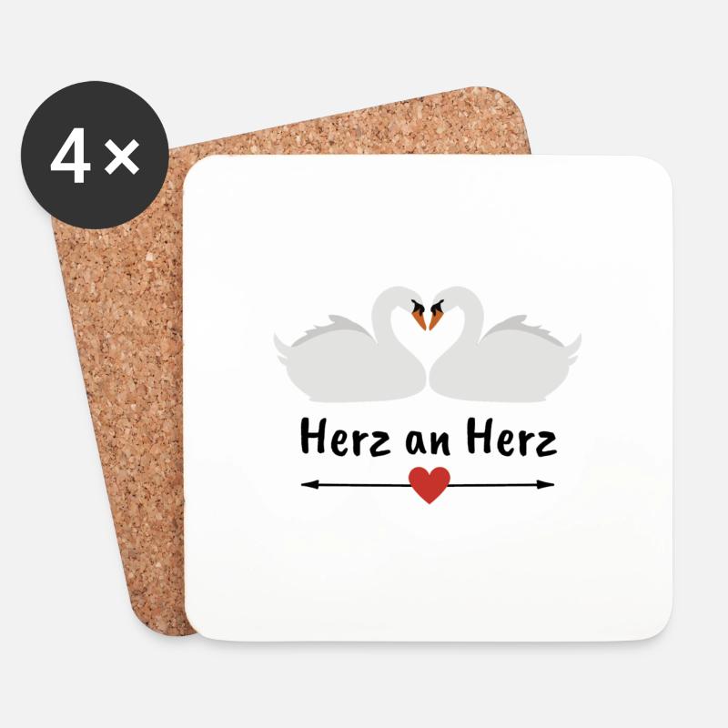 Herz an Herz - Untersetzer (4er-Set) - Weiß