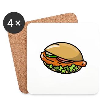 Delicious Schnitzel Brötchen Cucumber German Street Food - Coasters (set of 4) - white - Front