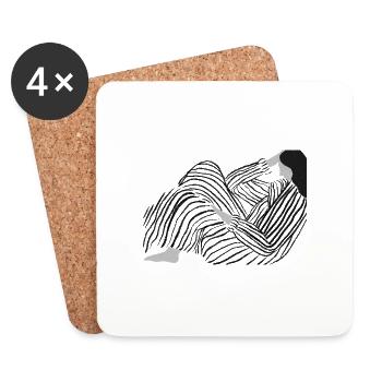 Design minimaliste en noir et blanc - Dessous de verre (lot de 4) - blanc - Devant
