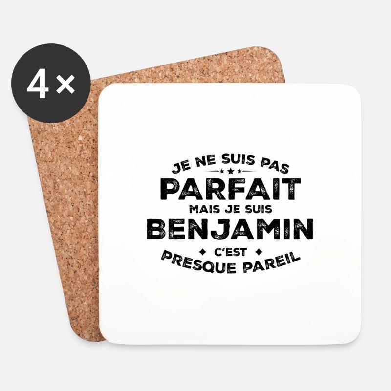 Benjamin Ein Vorname, eine Haltung Humor Benjamin - Untersetzer (4er-Set) - Weiß