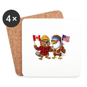 Canadian Beaver American Bald Eagle - Coasters (set of 4) - white - Front