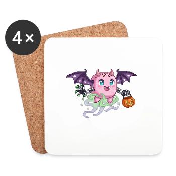 Kawaii Halloween Monster Pixel Art Design - Untersetzer (4er-Set) - Weiß - Vorne