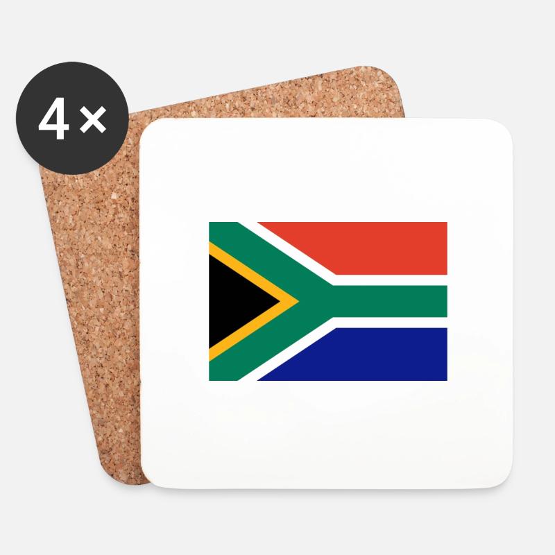 Südafrika-Flagge - Untersetzer (4er-Set) - Weiß