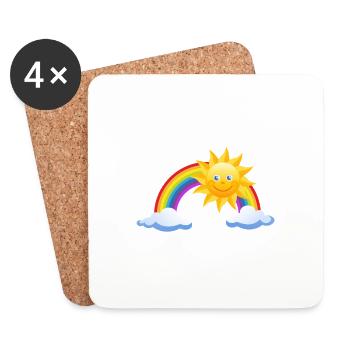 Sun, arc en ciel, nuages - Dessous de verre (lot de 4) - blanc - Devant