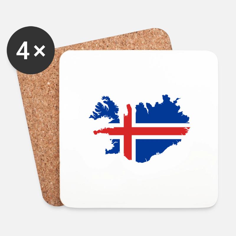 Island - Untersetzer (4er-Set) - Weiß