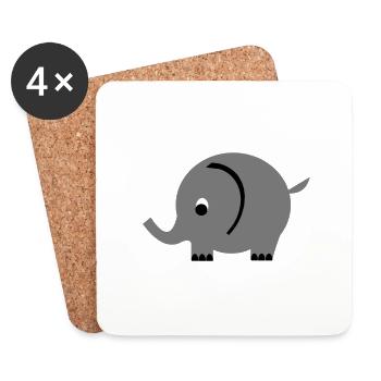 elephant - Coasters (set of 4) - white - Front