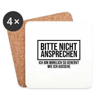 Nicht Ansprechen lustiger Spruch - Untersetzer (4er-Set) - Weiß - Vorne