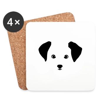 Chien, chiot - Dessous de verre (lot de 4) - blanc - Devant